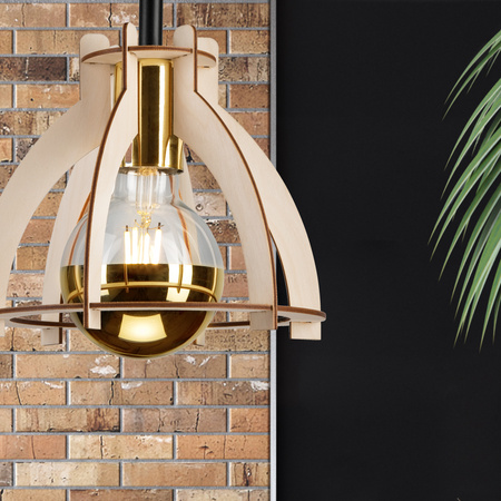 LANDO E27 Schwarze Deckenleuchte aus Holz LM-1.229 Lamkur