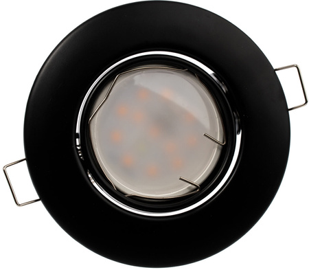 Set aus 3x GOLDLUX (Polux) runder schwarzer beweglicher Halogenlampe + GU10 3,5W LED Lampen