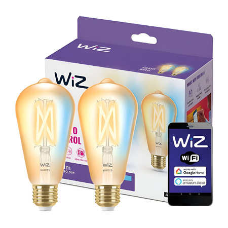 2x LED-Glühbirne E27 ST64 7W = 50W Glühfaden Amber SMART WiFi WiZ