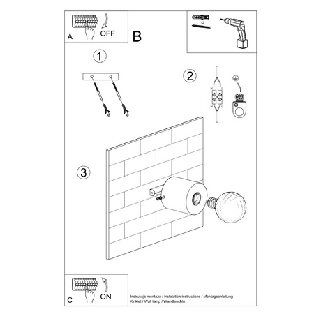 LED SALGADO E27 Wandleuchte Beton SOLLUX