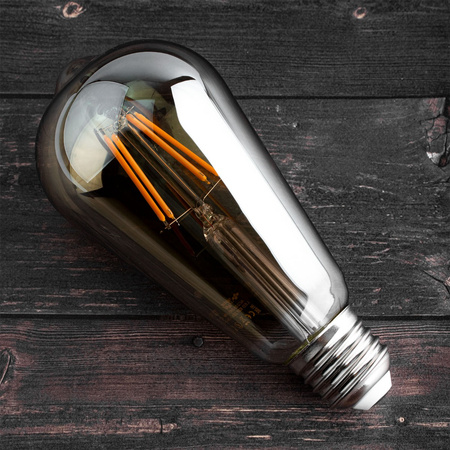 E27 ST64 LED Lampen 6W = 50W 650lm 2200K Warm 360° Filament geräuchert