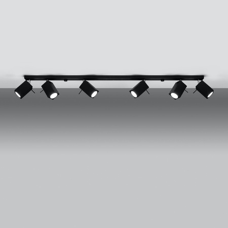 Anbauleuchte MERIDA 6L 6xGU10 Reflektor Halogen Moving Strip Minimalist Schwarz SOLLUX