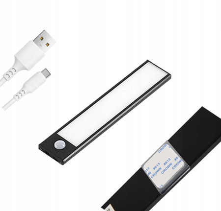 LED-Unterschrankleuchte Möbelleiste 1W 4500K 20cm mit Bewegungsmelder Schwarz