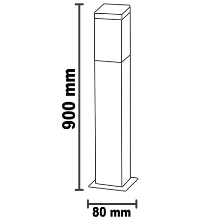 Gartenlampe E27 SQUARE POST 90cm Silber