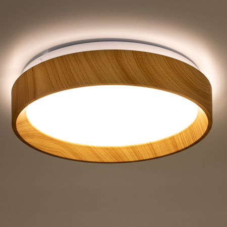 Plafond LED-Deckenleuchte WOODY 24W 4000K Rund IP44 32cm LUMILED