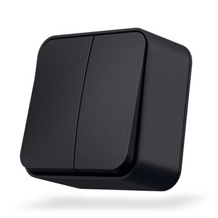 Lichtschalter 2-Tasten 10A Aufputz Schwarz BINERA VIDEX