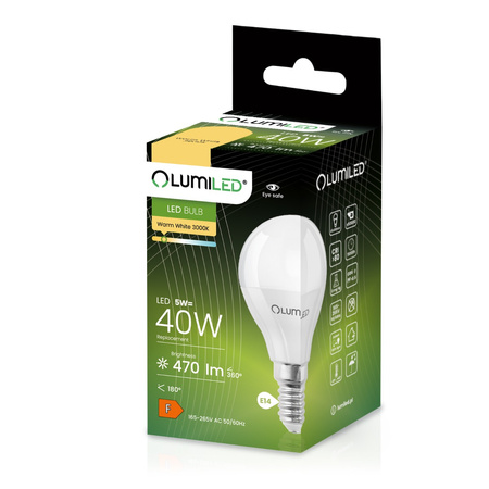 6x LED Lampen E14, Glühbirne P45 Kugeln 5W = 40W 470lm 180° 3000K warm LUMILED