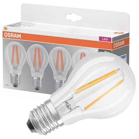 4x LED-Lampe A60 E27 7W = 60W 806lm 2700K Warm 300° BASE Osram