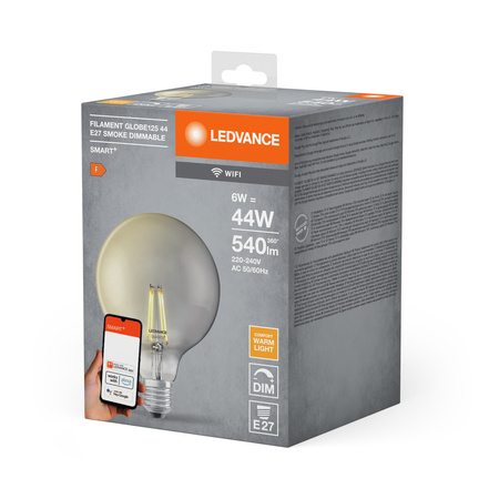 E27 G125 LED Lampen 6W = 44W 2500K Warm 540lm 300° LEDVANCE SMART+ WIFI Filament Dimmbar