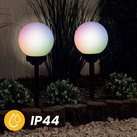 LED ATRIS Solar Gartenlampe angetrieben oberirdisch weiße Kugel 15cm RGB LUMILED