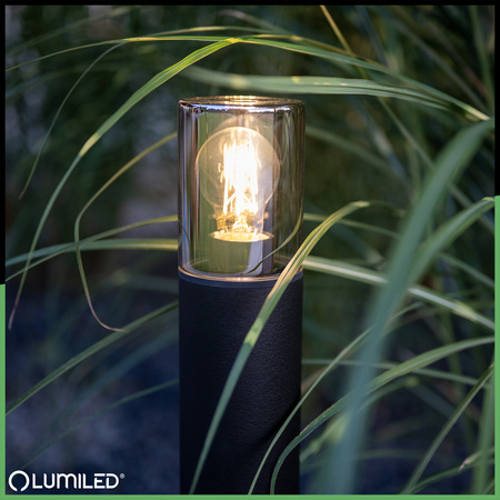 Stehende Gartenlampe für E27 Glühbirne Schwarzes Glas IP54 60 cm SALVIA LUMILED