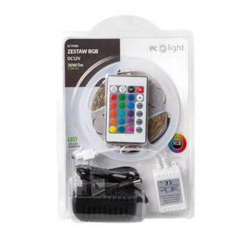 LED-Streifen SMD 5050 7.2W/m 60LED/m Multicolor RGB IP20 Reel 5m + Netzteil + Fernbedienung Ecolight