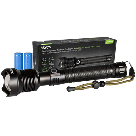 ZOOM LED XHP70 taktische Taschenlampe 25W 2000lm 3 MODI 1000m IP67 Aluminium VA0021 VAYOX