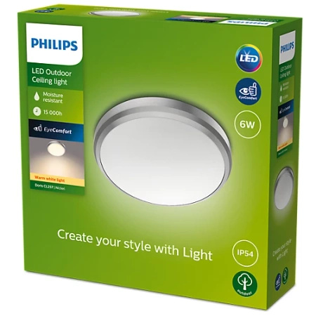 LED-Außendecken-Gartenleuchte DORIS myGarden 6W 2700K IP54 Wandleuchte Silber PHILIPS