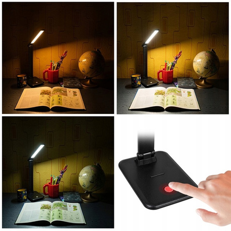 Tisch Verstellbare Schreibtischlampe LED 5W 400lm 3000-4000-6500K CCT Wiederaufladbar Schule Nachtlicht Dimmbar Ein/Aus Schalter Schwarz Kivo Masterled