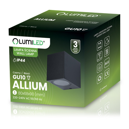 Wandleuchte Außen GU10, Garten-Wandleuchte Schwarz Quadratisch ALLIUM LUMILED