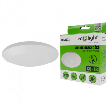 Bewegungs- und Dämmerungssensor PIR Aufbaumontage Deckenmontage Weiß 3m 360° CO Ecolight
