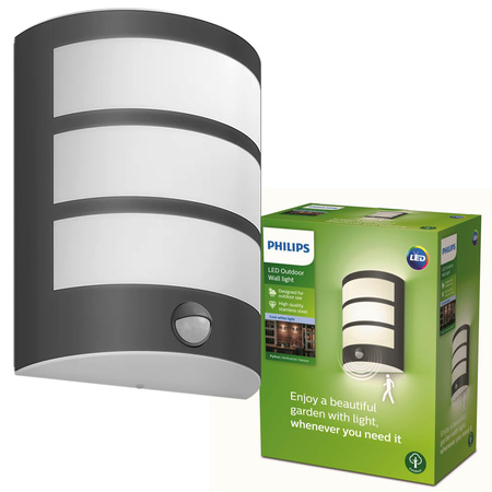 Gartenlampe LED Wandleuchte PYTHON IR myGarden 6W 4000K IP44 mit Bewegungs- und Dämmerungssensor Schwarz PHILIPS