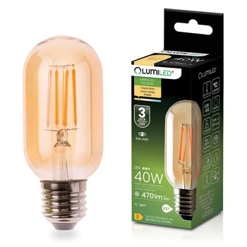 LED-Lampe E27 T45 4W = 40W 470LM 2000K warmweiß 360° Filament Amber LUMILED