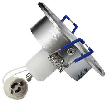 SUN OLAL Deckeneinbauleuchte silber gebürstetes Aluminium GOLDLUX (Polux) + LED GU10 3,5 W