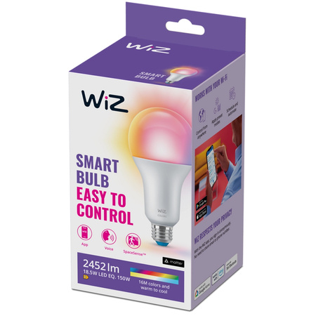 LED-Lampe E27 A80 18.5W = 150W 2200-6500K + RGB SMART WiFi WiZ