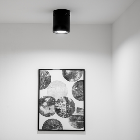 Aufbauleuchte E27, Aufbauspot Runde Tube Schwarz Fest APUS 13 LUMILED