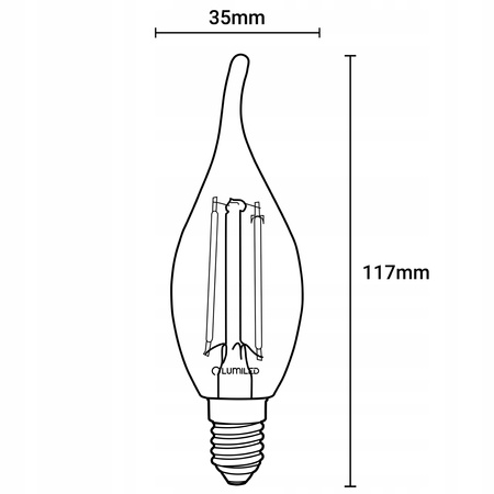 6x LED Lampen E14, Glühbirne Flame B35 7W = 60W 806lm 360° 4000K neutral Milch Glühfaden LUMILED