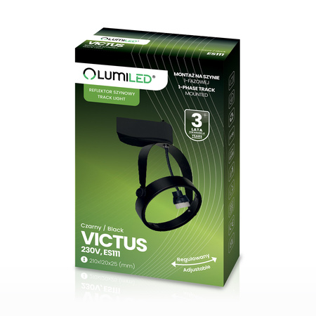 1.5m Stromschiene + 3x Schienenstrahler GU10 AR111 Schwarz VICTUS LUMILED