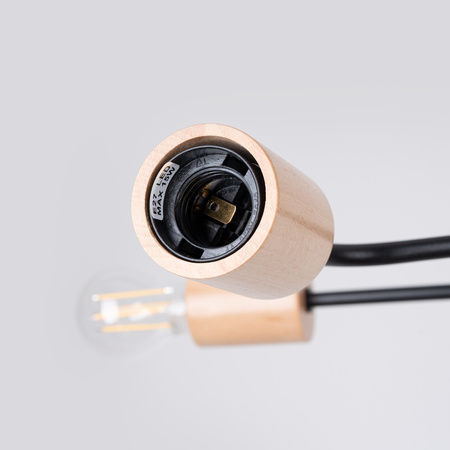 Kronleuchter Deckenleuchte 4x E27 Naturholz Schwarz Timbo Peach Puff SL.1669 Sollux