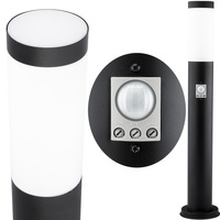 Außengartenlampe E27 BLACK POST 65 cm mit Bewegungs- und Dämmerungssensor