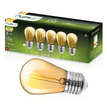 5x LED Filament Lampen E27, ST14 für Lichterketten 1.3W = 10W 110 lm 2200K warm Glühfaden LUMILED