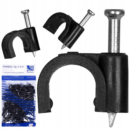 FLOP CLIP Kabelhalter 8mm Schwarz 100 Stück PAWBOL