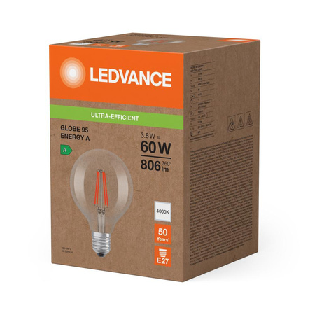 LED-Glühbirne E27 G95 3.8W = 60W 806lm 4000K Neutral 300° Ledvance