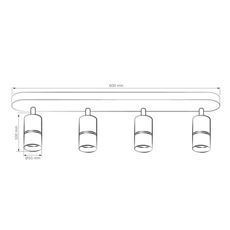 Wand- & Deckenstrahler 4x GU10 SchwarzSilber BAMBOO Sanico Goldlux
