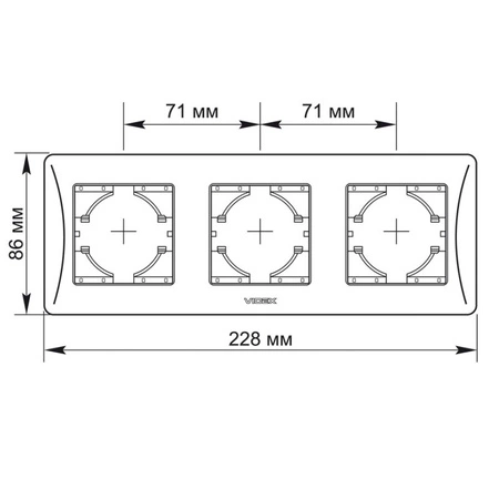 Horizontaler Steckdosenrahmen Dreifach-Aufputz weiß BINERA VIDEX