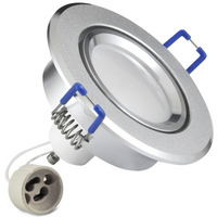 SUN OLAL Deckeneinbauleuchte silber sandgestrahltes Aluminium GOLDLUX (Polux) + LED GU10 3,5W