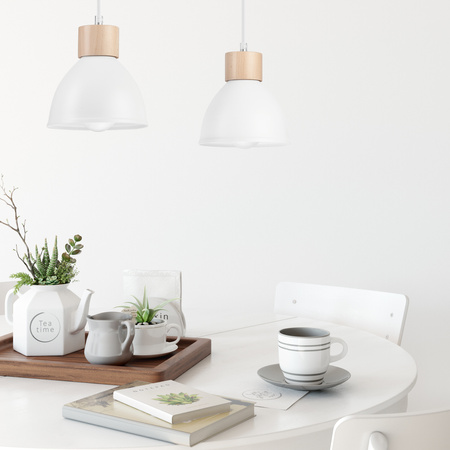 NICO Decke Pendelleuchte 2xE27 Weiß Holz LM-2.143 Lamkur