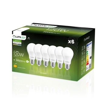 6x LED Lampen E27, Glühbirne A65, 15W = 120W, 2000lm, 260°, 4000K, neutral LUMILED