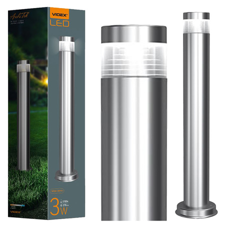 Außengartenlampe SLIDE 60cm IP54 3W 300lm 2700k Warm Silber LUKAS Videx