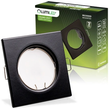 Einbaustrahler GU10, MR16 Einbauspot HALOGEN Quadrat Fest Schwarz Blech PAVO LUMILED