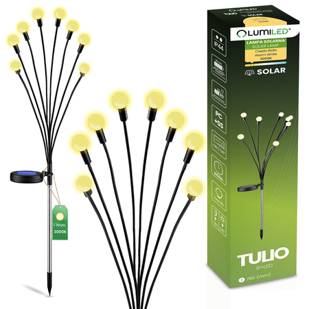 Solar-LED-Lampe, Solar Gartenleuchten Dandelion-Design-Kugelleuchte IP44 3000K 70cm TULIO LUMILED