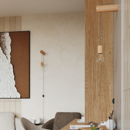 Hängelampe E27 Naturholz Weiß Nimbi Peach Puff SL.1644 Sollux