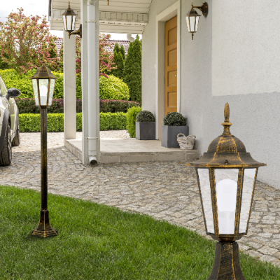 LIGURIA-LT Stehende Gartenlampe 1xE27 Hoher Mast 96cm Patina - GOLDLUX (Polux)