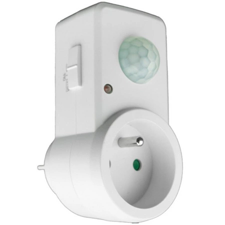 PIR-Bewegungs- und Dämmerungssensor für 120°-Steckdose 9 m Innenbereich Weiß
