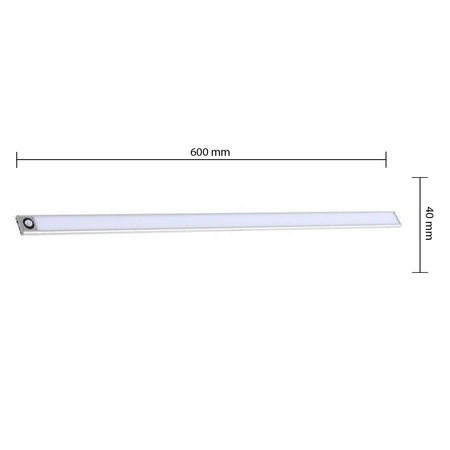 LED-Unterschrankleuchte Möbelleiste 3W 4500K 60cm mit Bewegungsmelder Silber