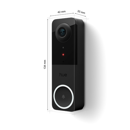 Smart Video Türklingel mit 2K QHD 1440p CMOS Kamera Schwarz SMART Zigbee WiFi Türklingel Sicher Philips HUE