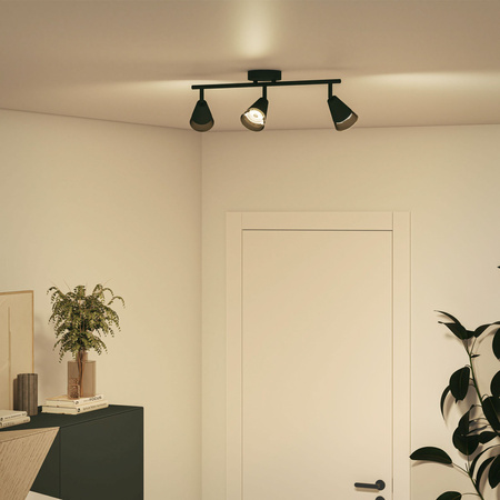 Reflektor-Deckenleuchte Aufbauleuchte 3x GU10 Schwarz Cleft Philips