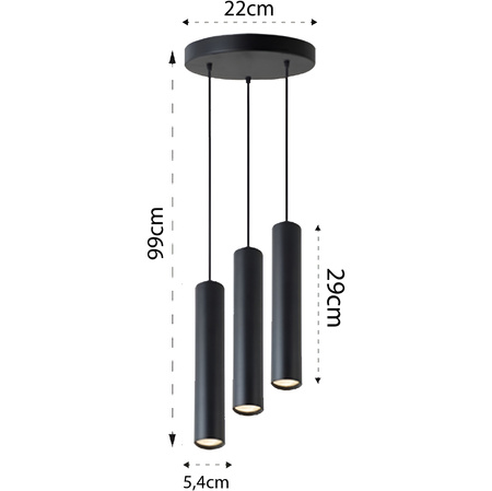 KEON Ceiling Pendelleuchte 3xGU10 Verstellbar Schwarz Rund MASTERLED