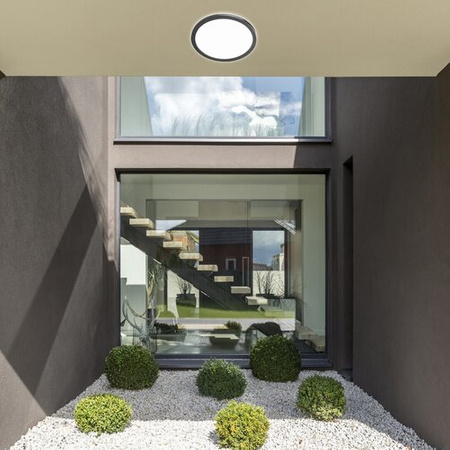 LED-Gartendeckenleuchte für den Außenbereich INVERNESS 15W CCT DIM IP44 WLAN Runde Deckenleuchte Weiß und Schwarz RABALUX