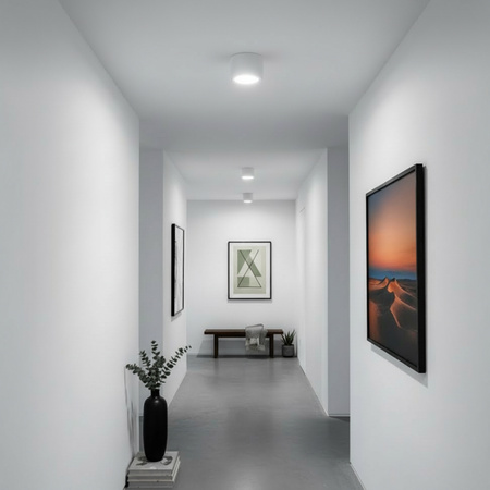 Halogen-Aufbauleuchte, Aufbauspot 50mm Runde Tube Weiß AMAT-S+LED-Einsatz 7W 3000K LUMILED